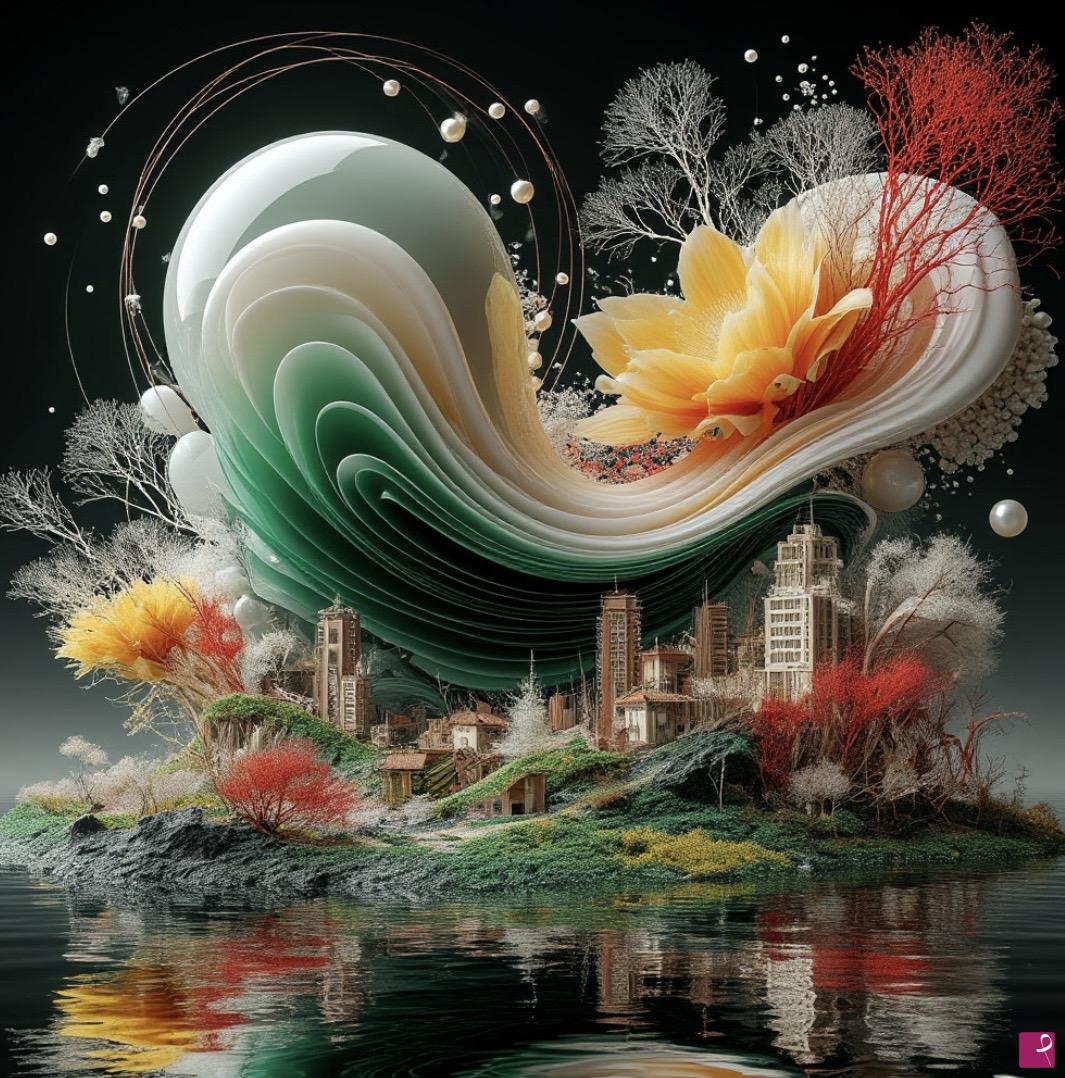 quadri in vendita online - Flower clouds over the city