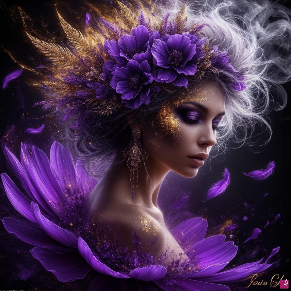 quadri in vendita online - Flowers and girl 2