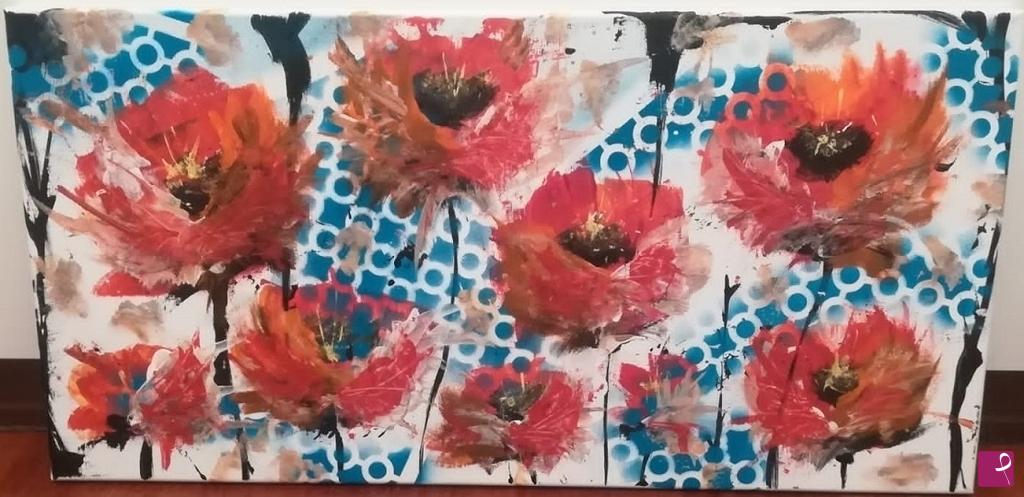 quadri in vendita online - Flowers out of the net