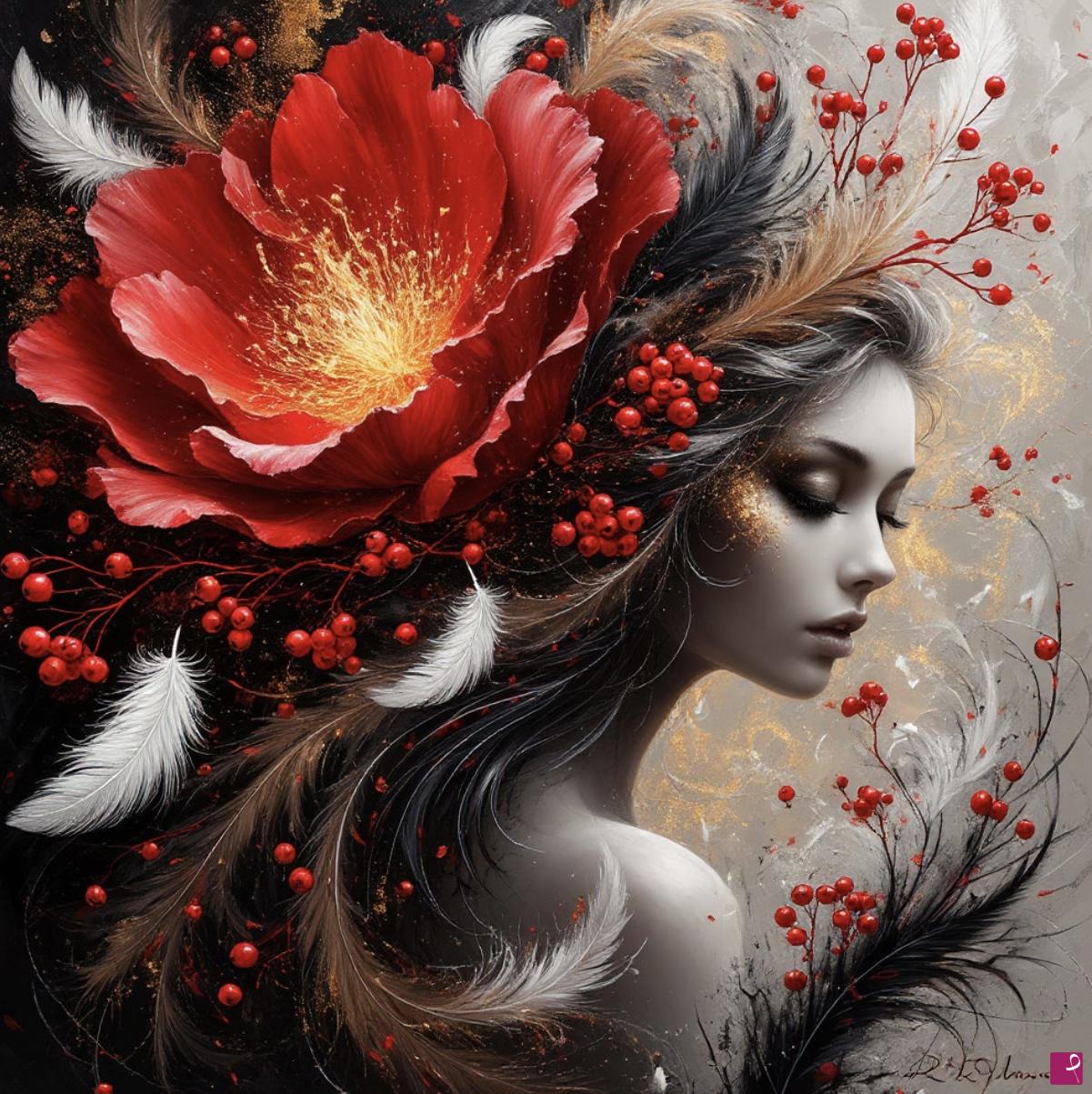 quadri in vendita online - fluff, feathers, fur, flowers, beauty, exoticism, fantasy2