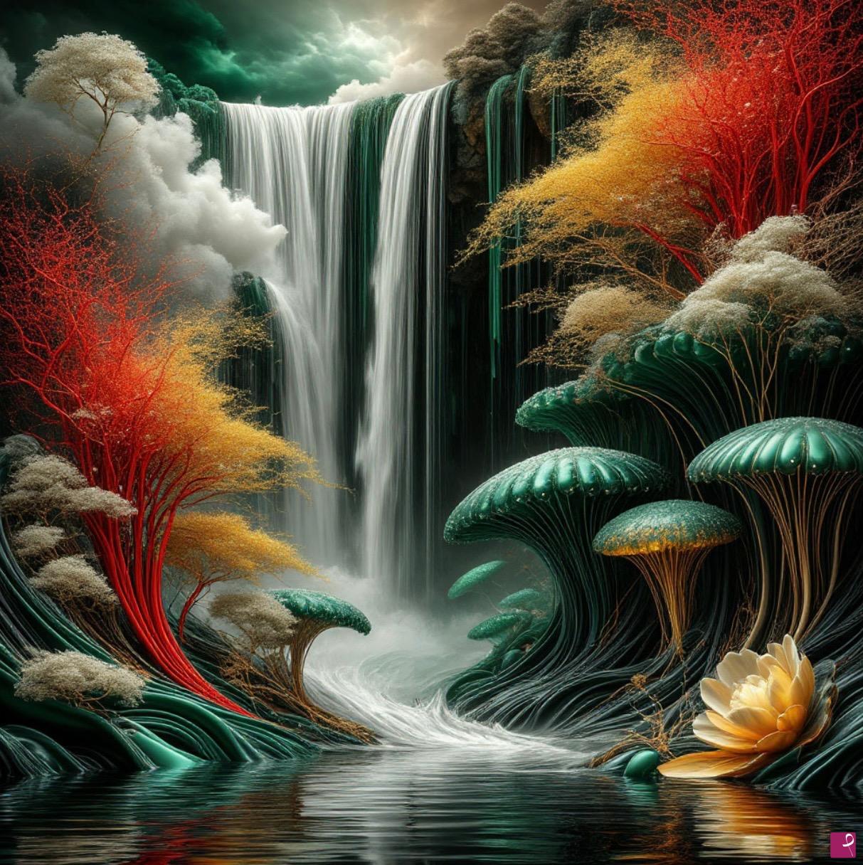 quadri in vendita online - Forest Waterfall