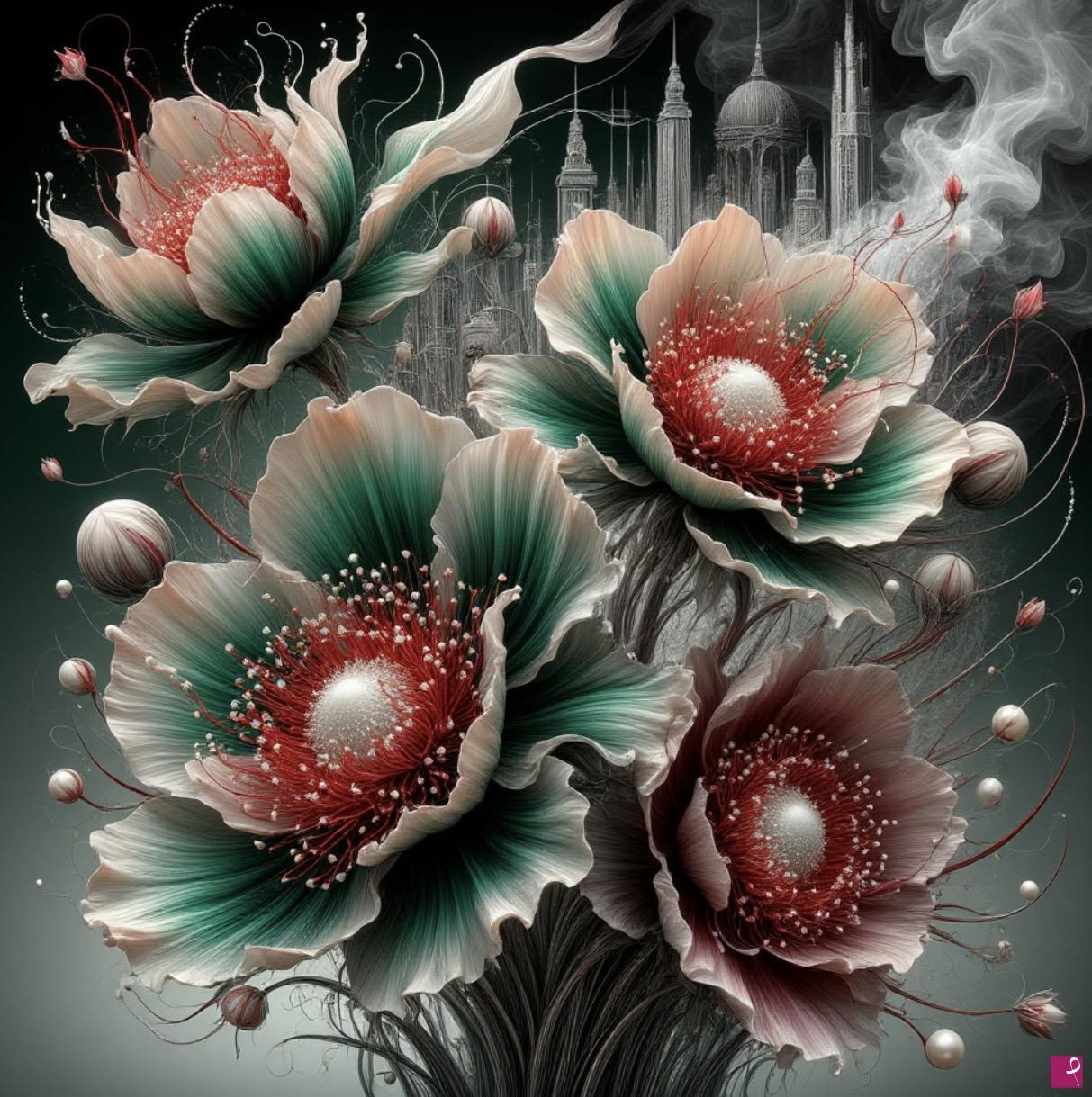 quadri in vendita online - Four big flowers 