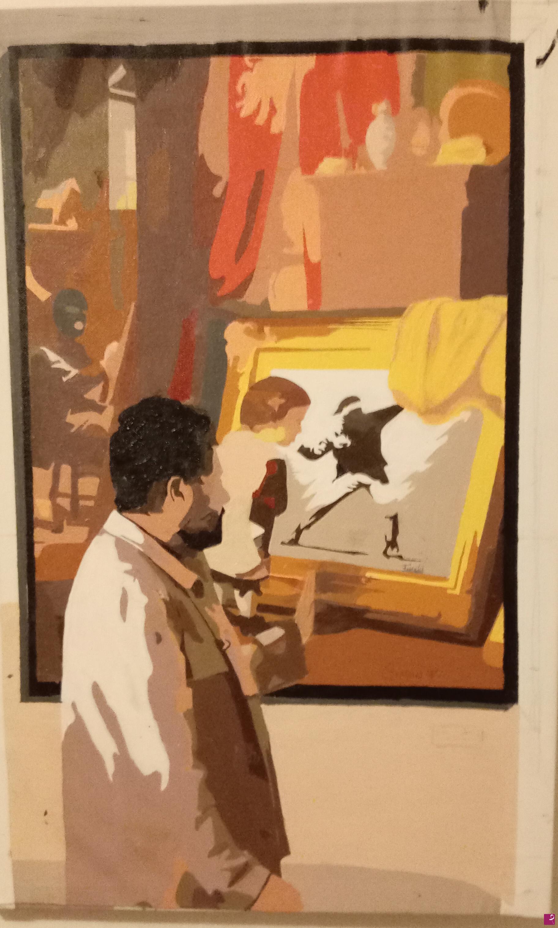 quadri in vendita online - Gallerista che spiega l'opera 