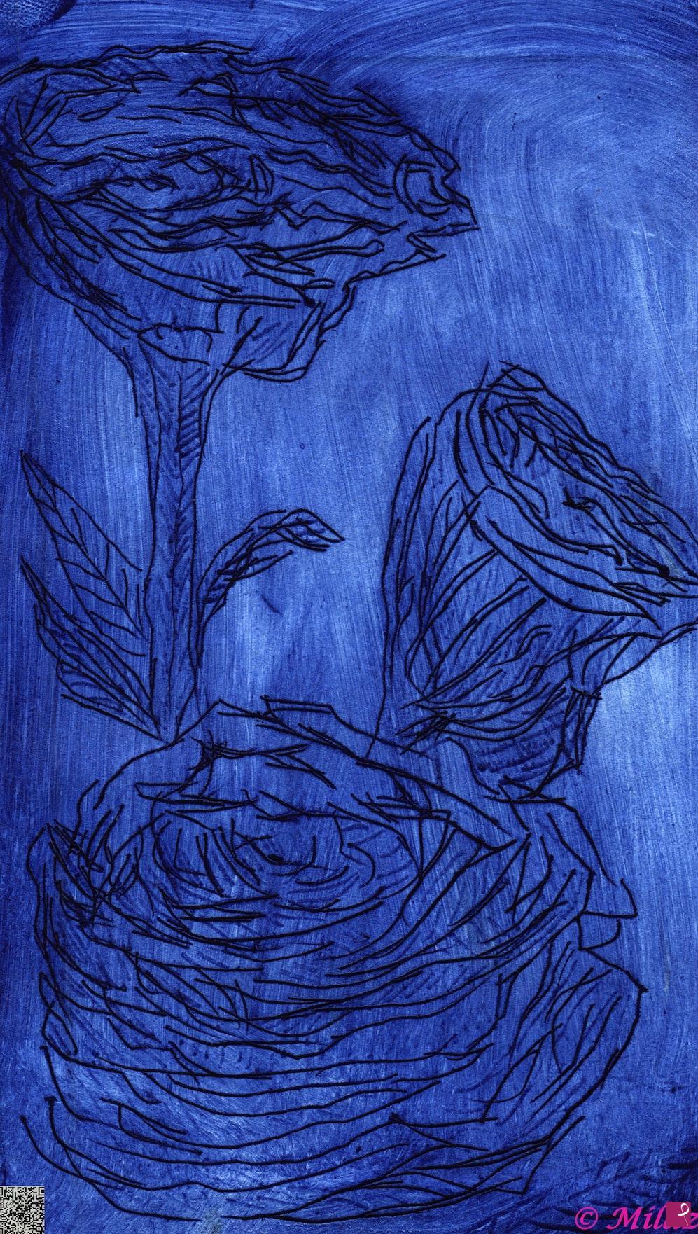 quadri in vendita online - garofani in blu