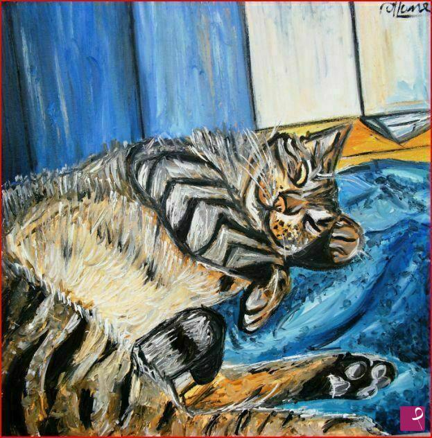 quadri in vendita online - GATTO CHE DORME