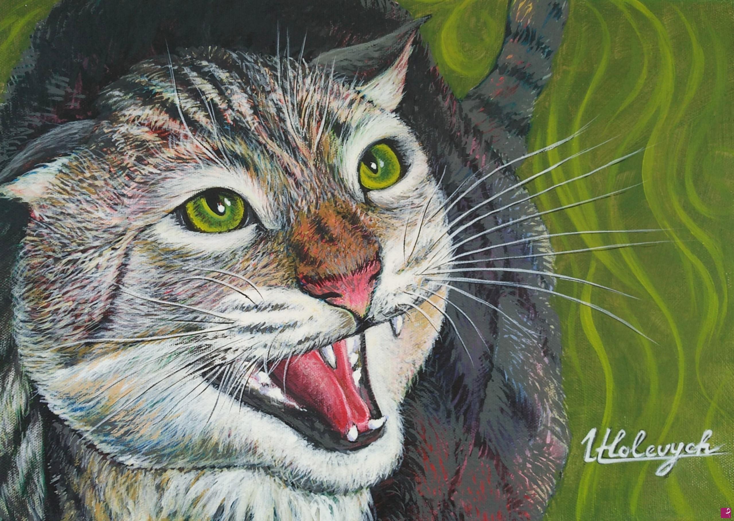 quadri in vendita online - Gatto che soffia