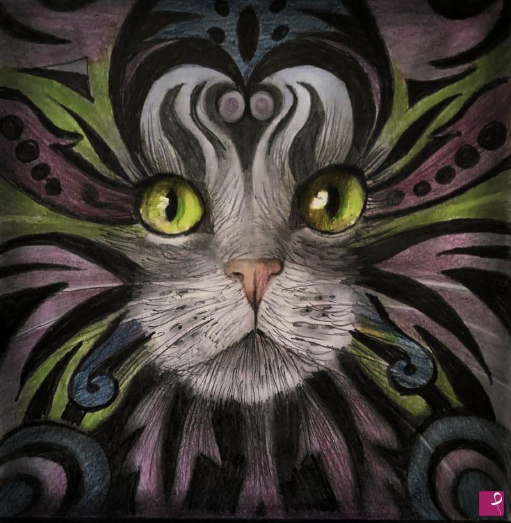 quadri in vendita online - gatto  mandalico