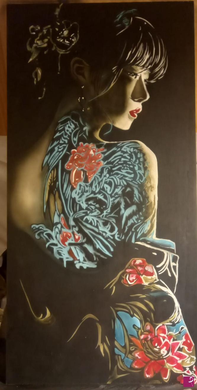 quadri in vendita online - Geisha tatuata