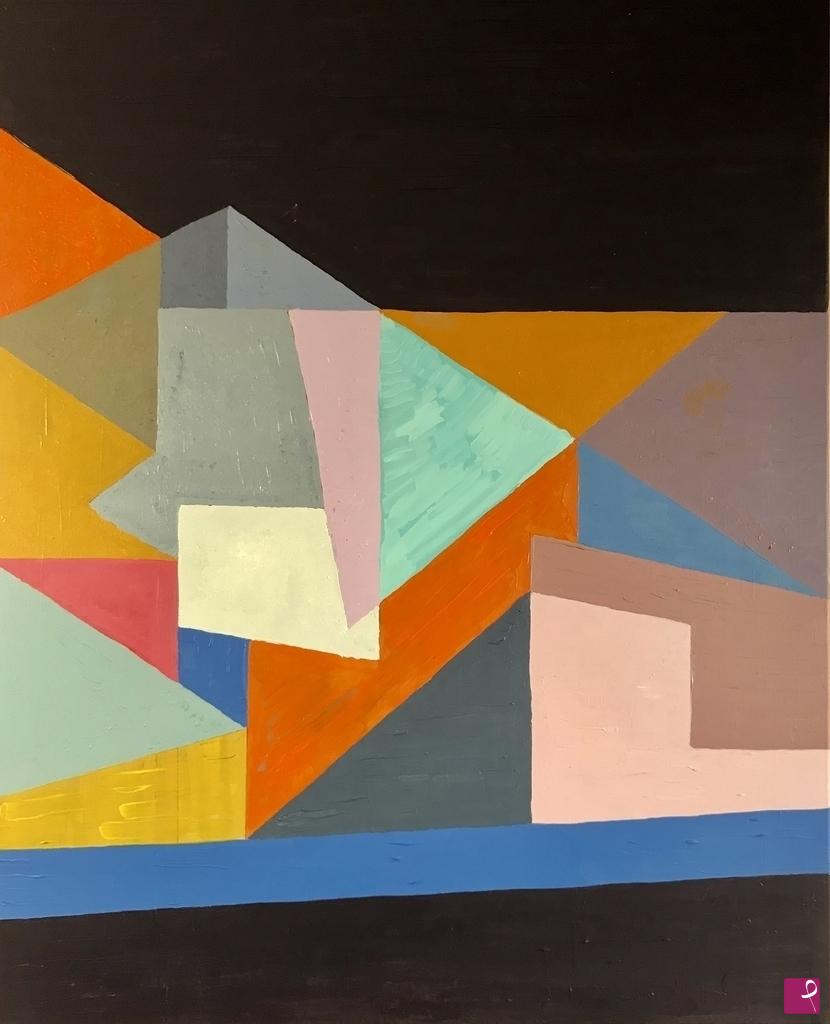quadri in vendita online - GEOMETRIE E COLORI SU FONDO NERO
