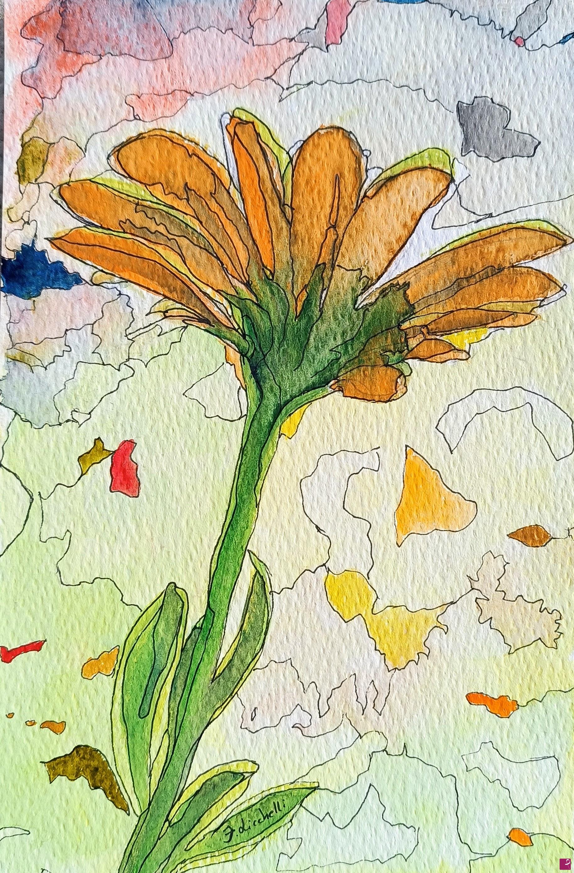 quadri in vendita online - Gerbera arancio
