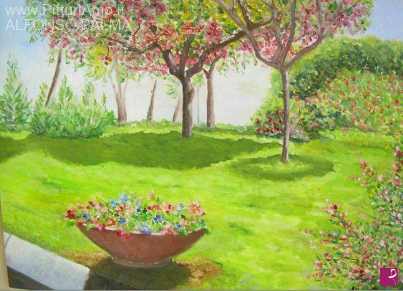 quadri in vendita online - Giardini di piazza del castello ( Napoli)
