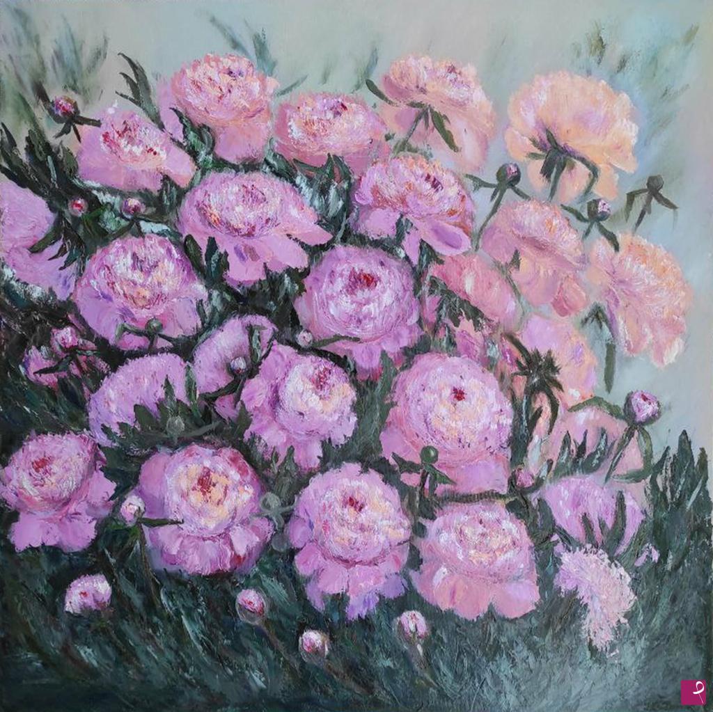 quadri in vendita online - Giardino di peonie