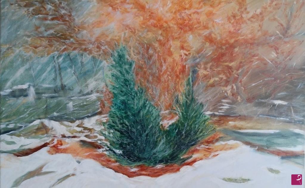 quadri in vendita online - Ginepri e neve
