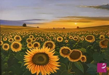 quadri in vendita online - Girasoli al tramonto