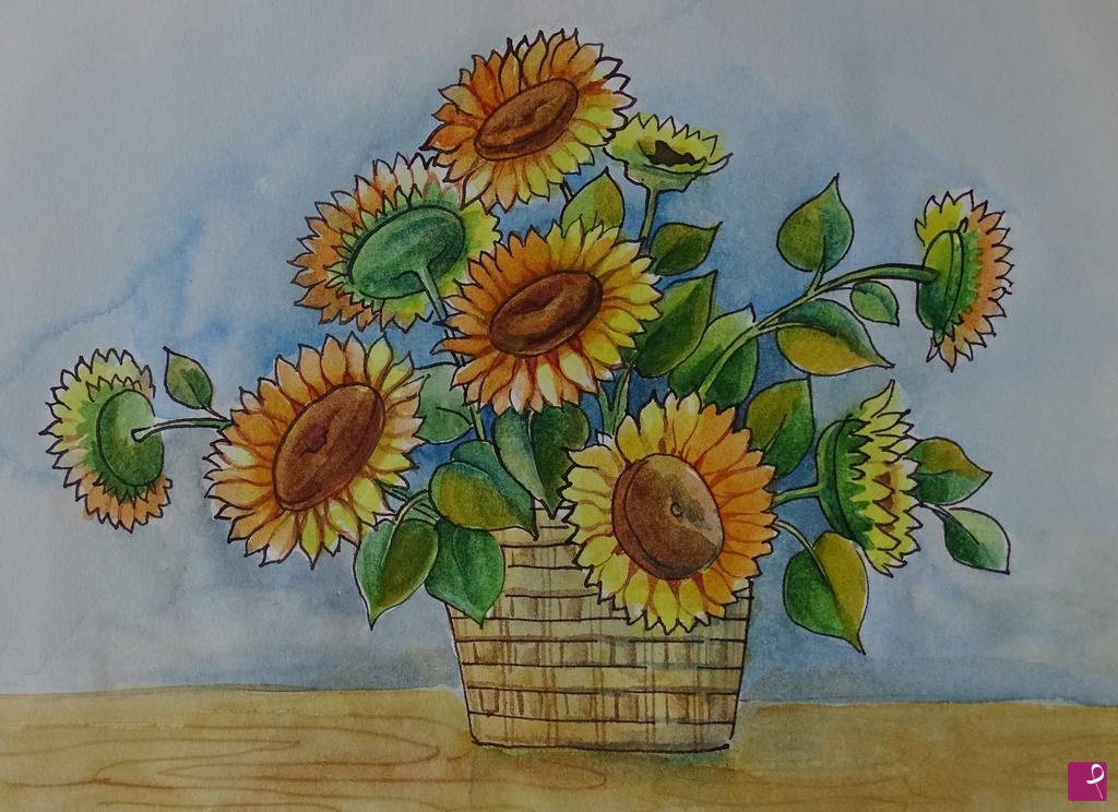 quadri in vendita online - girasoli in vaso