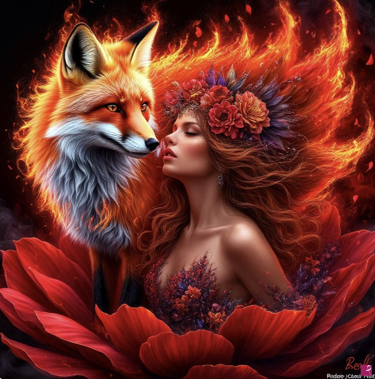 quadri in vendita online - Girl and her fox