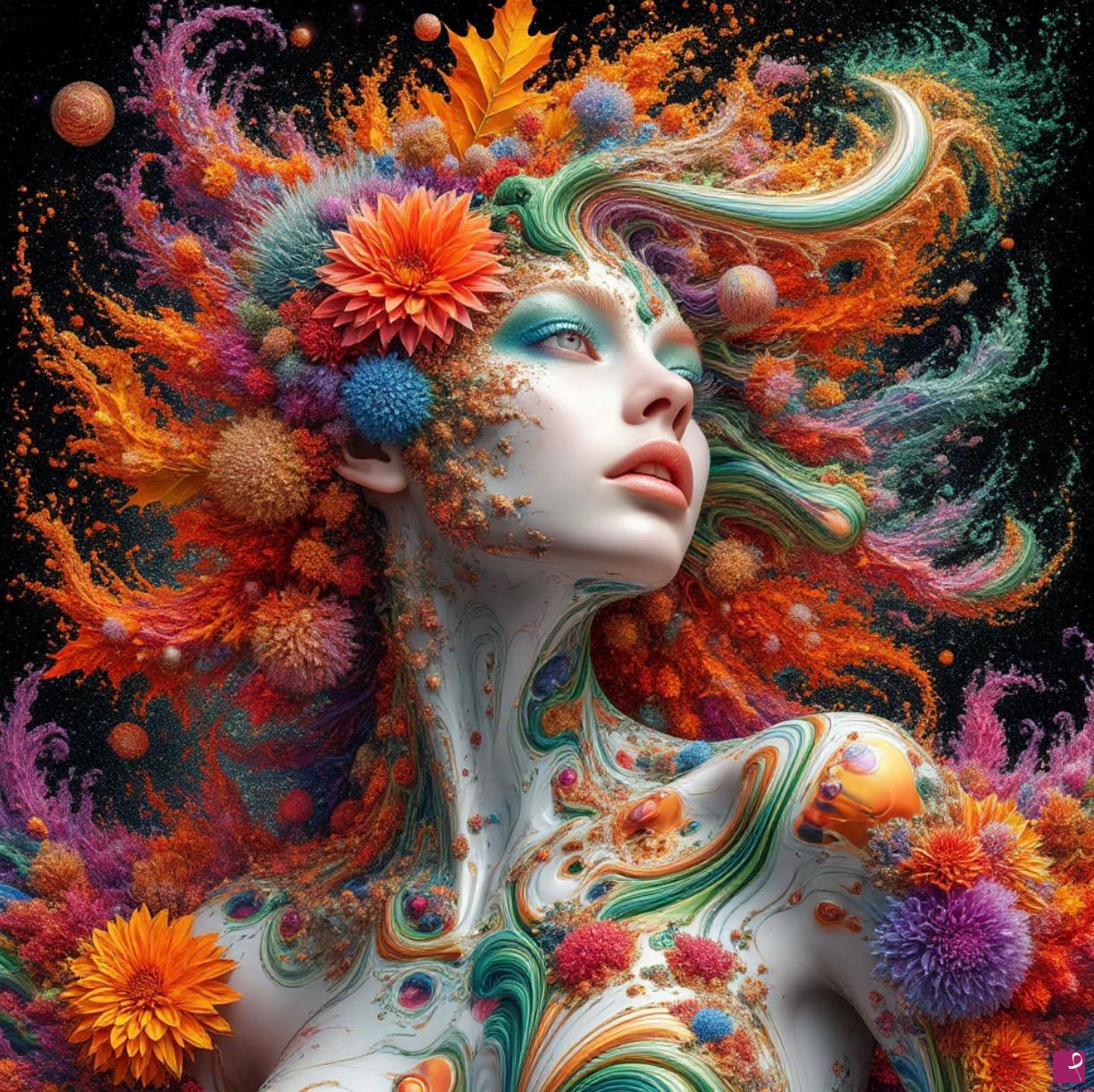 quadri in vendita online - Girl from flowers 