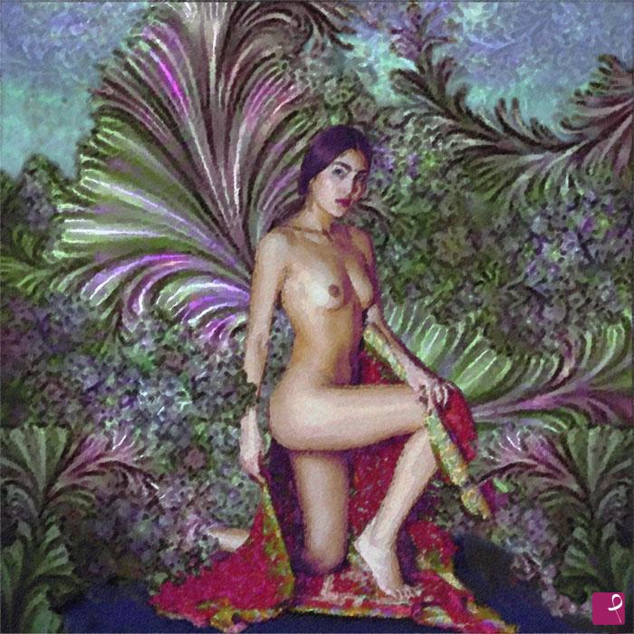 quadri in vendita online - girl in a fantasy garden