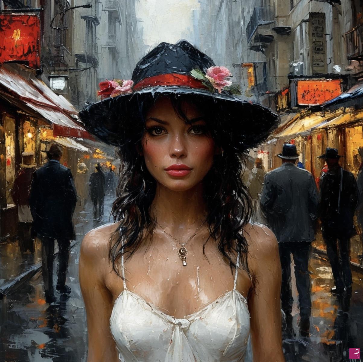 quadri in vendita online - Girl in city 