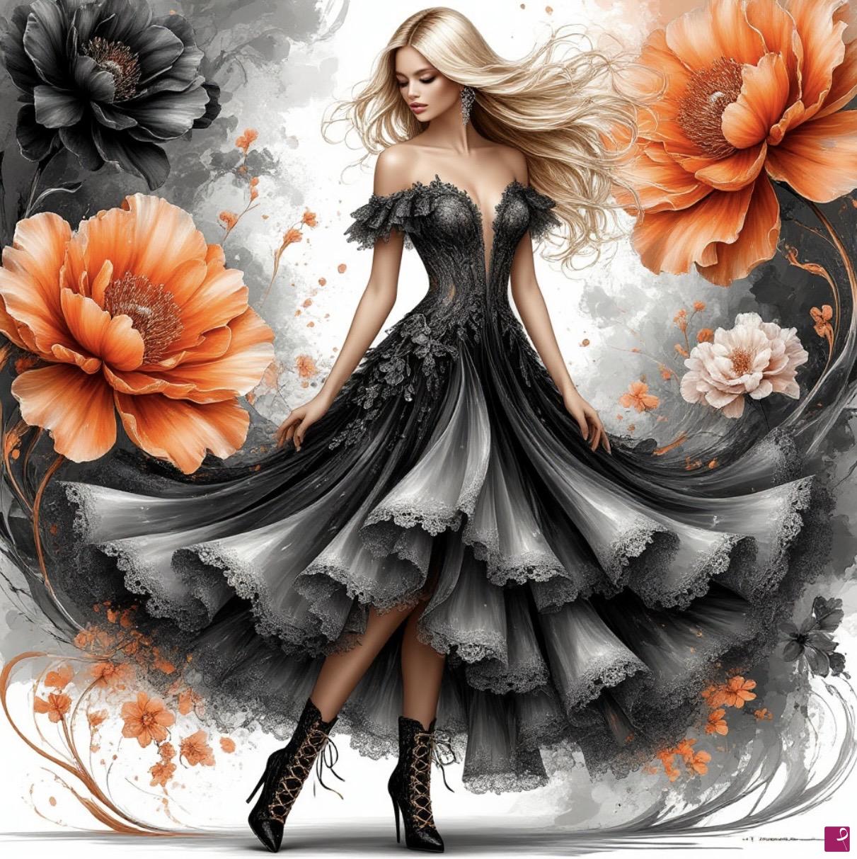 quadri in vendita online - Girl in flowers 