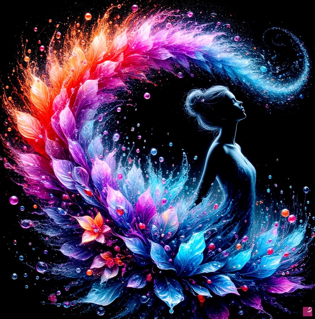 quadri in vendita online - Girl, tornado from flowers 