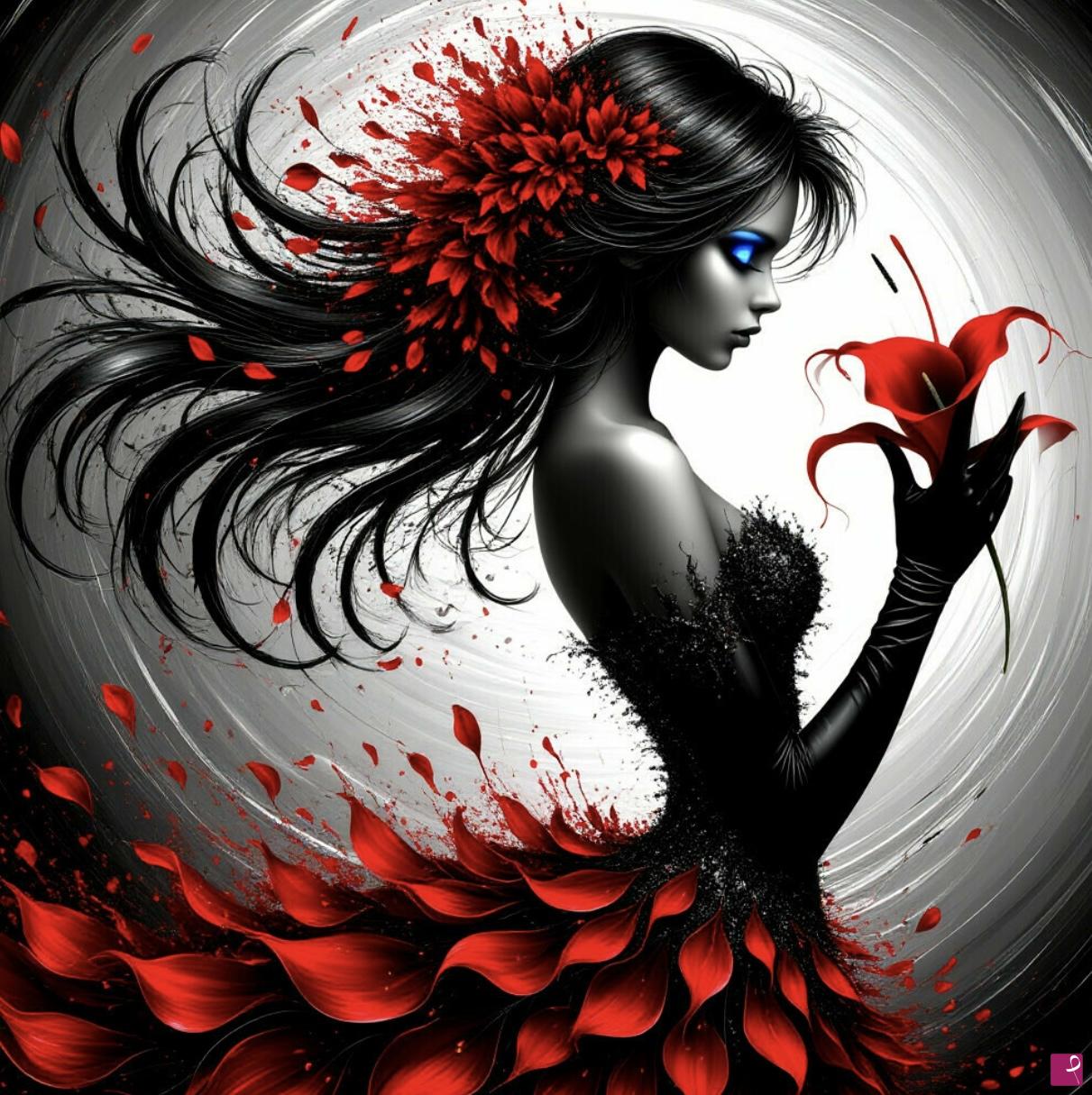 quadri in vendita online - Girl with flower 