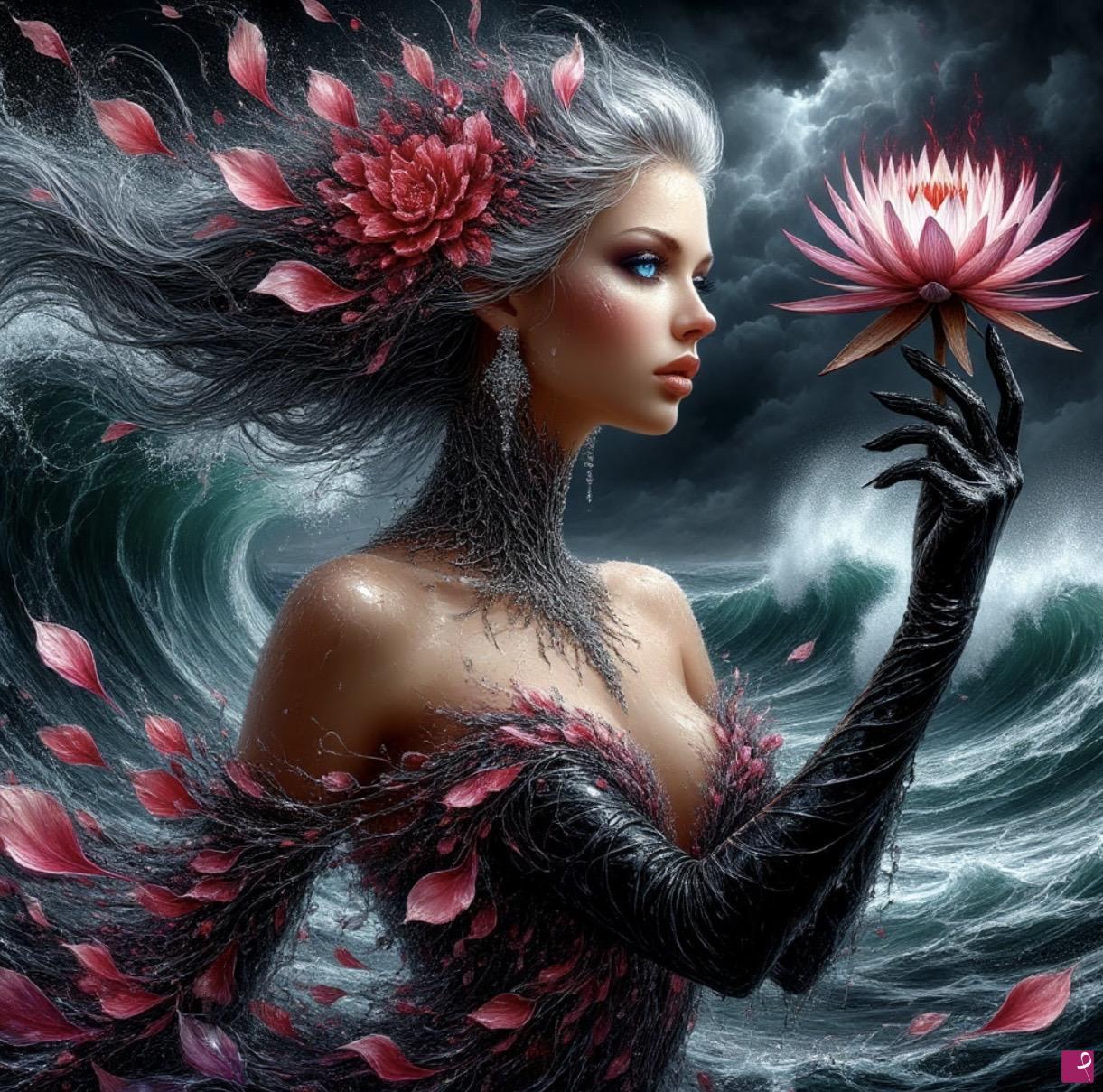quadri in vendita online - Girl with flower 