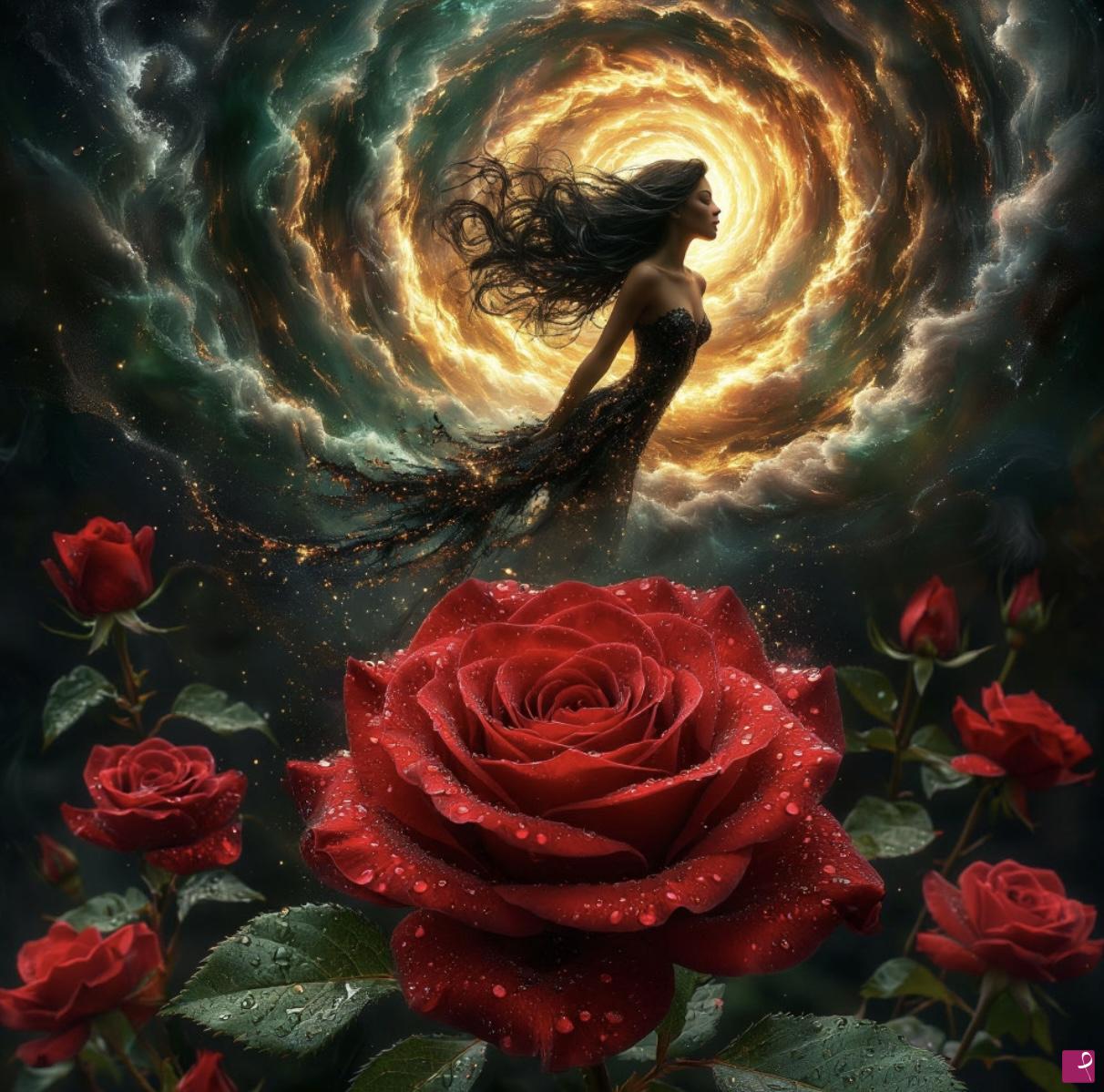 quadri in vendita online - Girl,rose in space 
