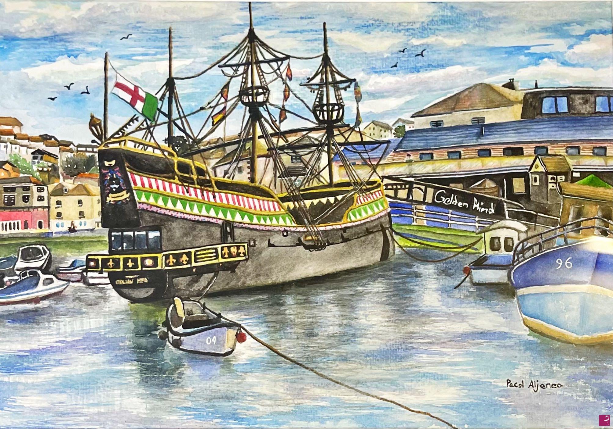 quadri in vendita online - Golden Hind a Brixham