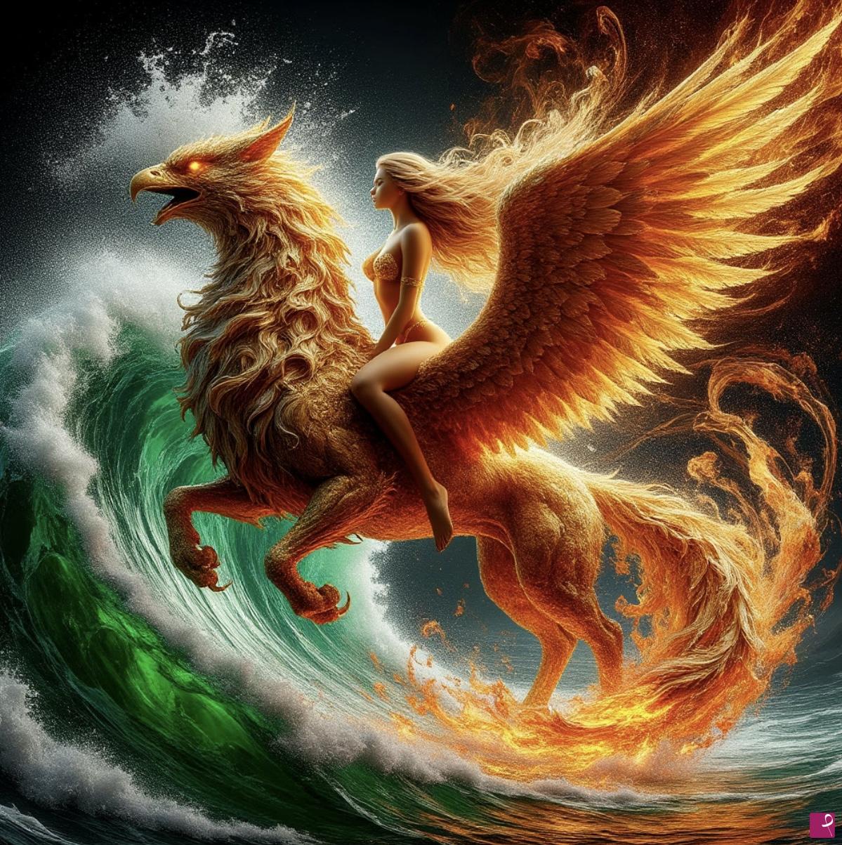 quadri in vendita online - Griffin and woman 