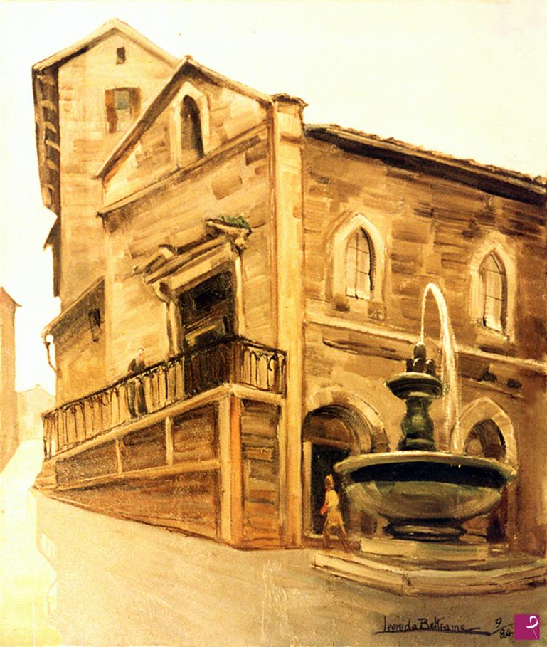 quadri in vendita online - GUBBIO: CHIESA DI S. GIULIANO E FONTANA DEL BARGELLO