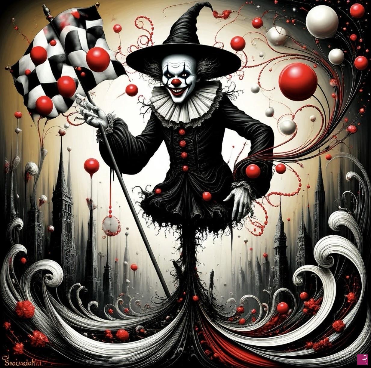 quadri in vendita online - Hand-held clown