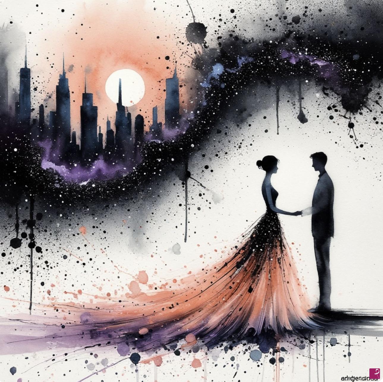 quadri in vendita online - He and She in city