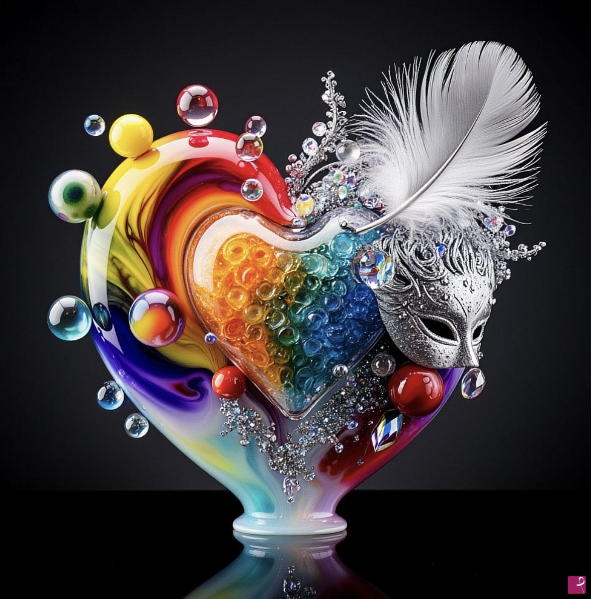 quadri in vendita online - Heart glass 