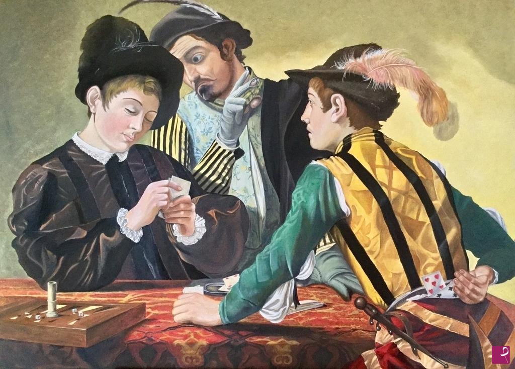 quadri in vendita online - I Bari, Caravaggio,Copia d'autore