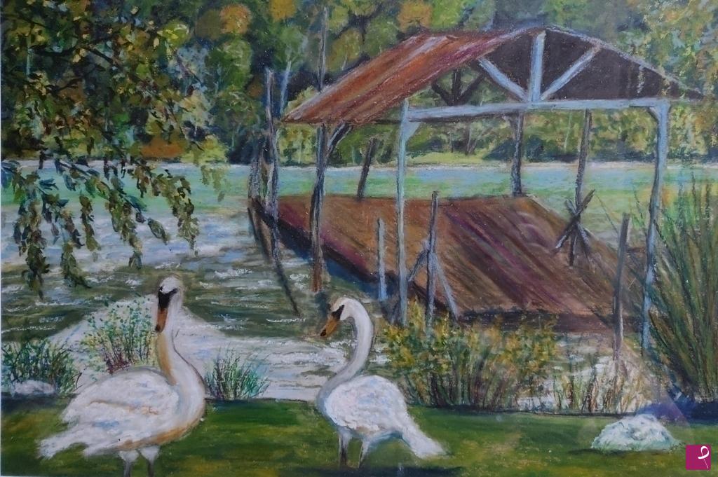 quadri in vendita online - I cigni al lago