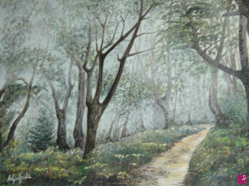 quadri in vendita online - Il bosco nella nebbia