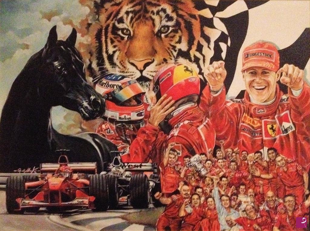quadri in vendita online - il cavallo e la tigre