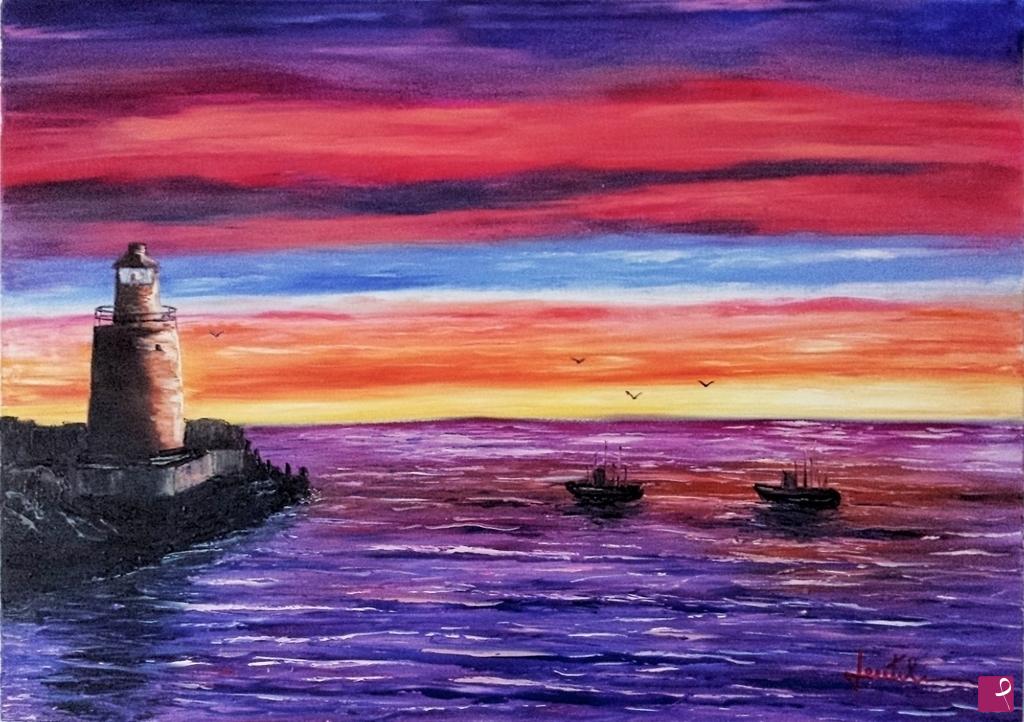 quadri in vendita online - il faro al tramonto