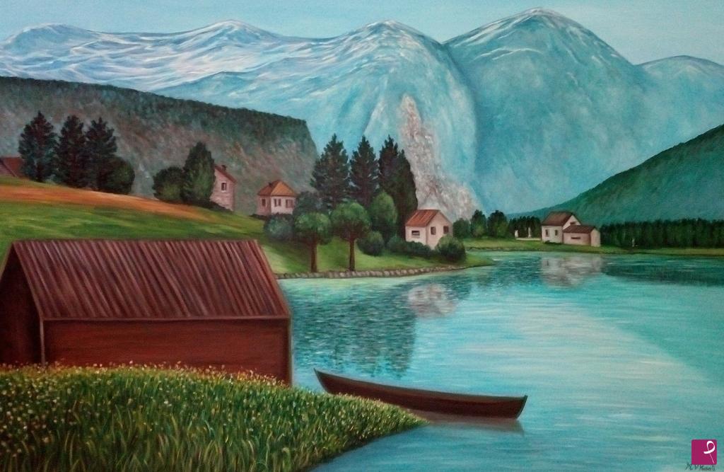 quadri in vendita online - IL FIORDO DI GEIRANGER, NORVEGIA cm 150x100 (n.d.)