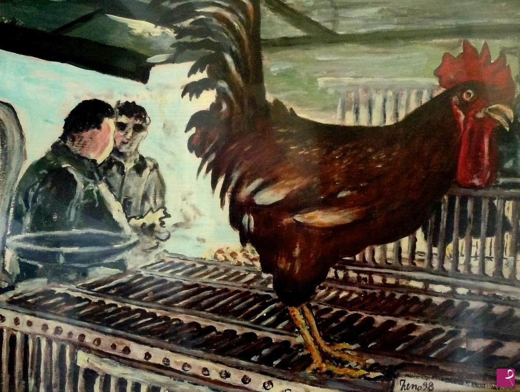 quadri in vendita online - Il gallo del mercato