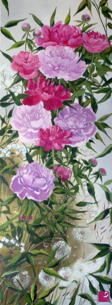 quadri in vendita online - Il giardino delle peonie