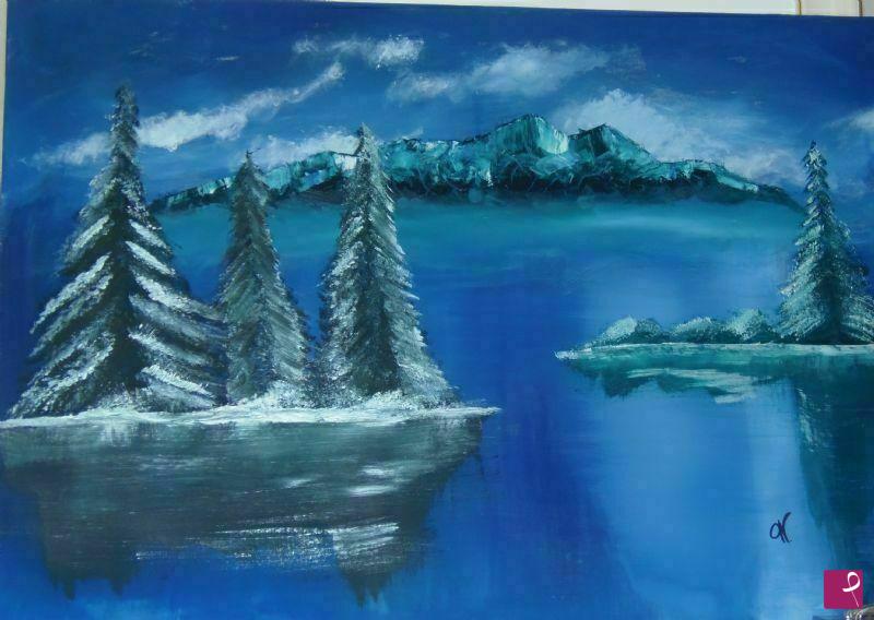 quadri in vendita online - il lago d'inverno