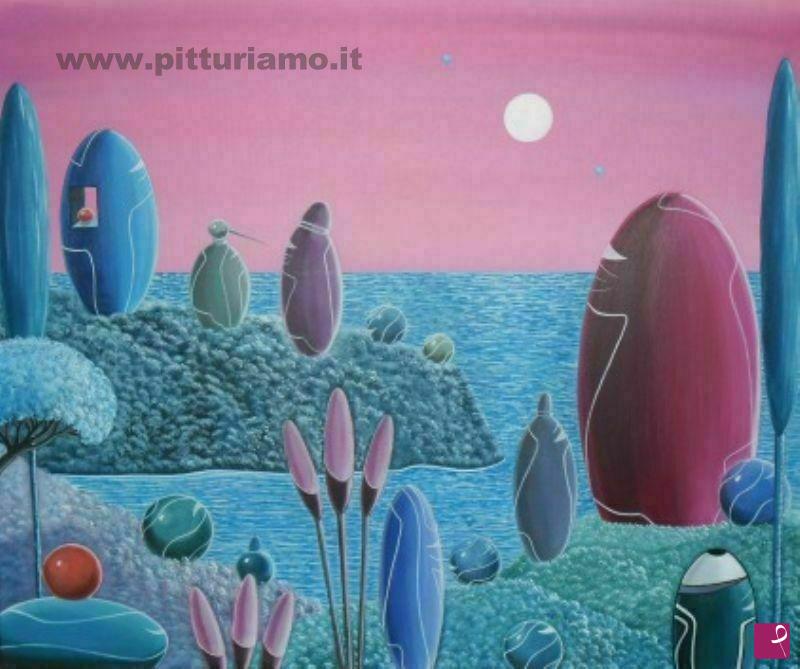 quadri in vendita online - il mare e la luna