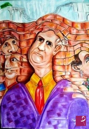 quadri in vendita online - IL MURO DEI PAGLIACCI