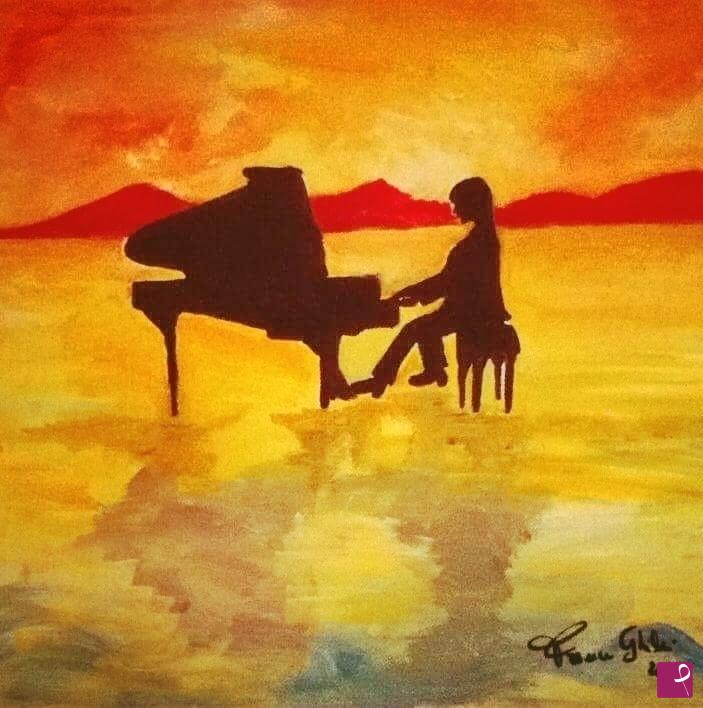 quadri in vendita online - Il pianista sul mare