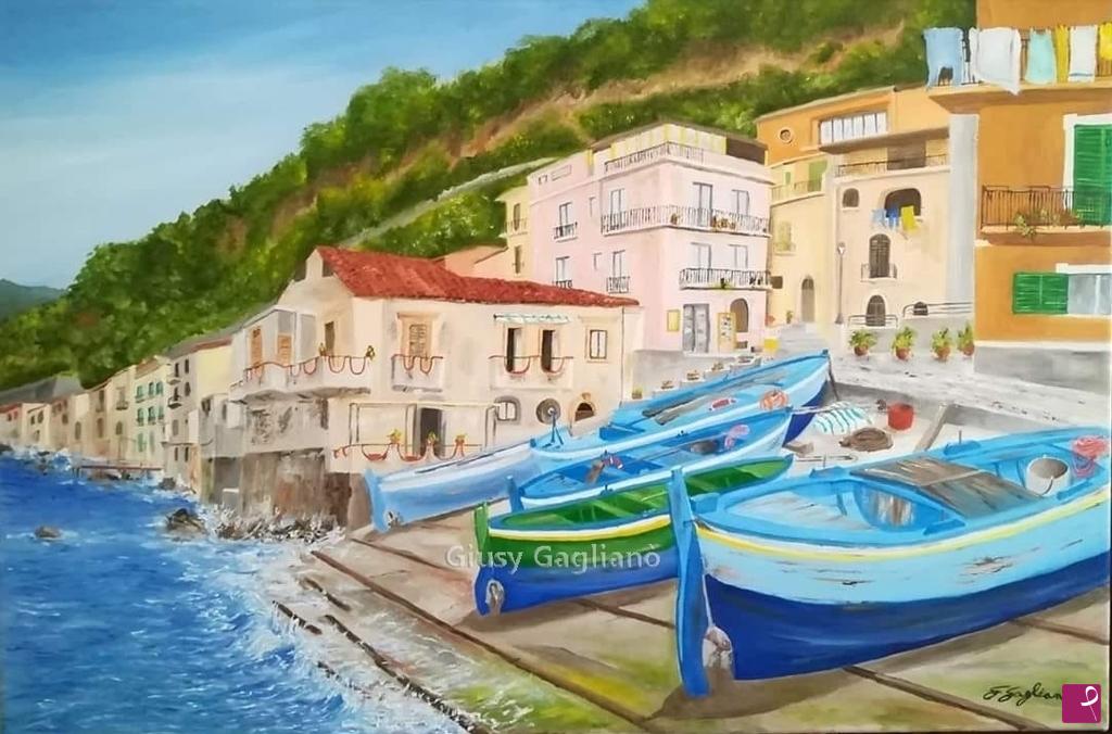 quadri in vendita online - "Il riposo delle barche" ( Chianalea - Scilla)