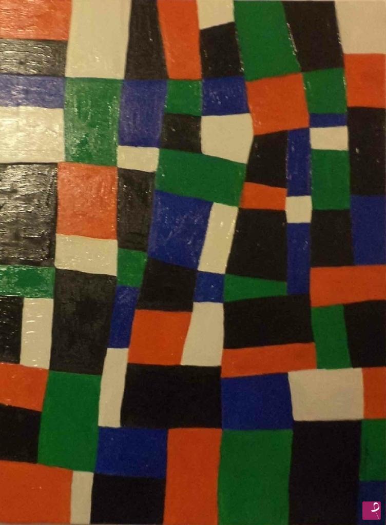 quadri in vendita online - Il rosso, l'azzurro e il verde si accordano 