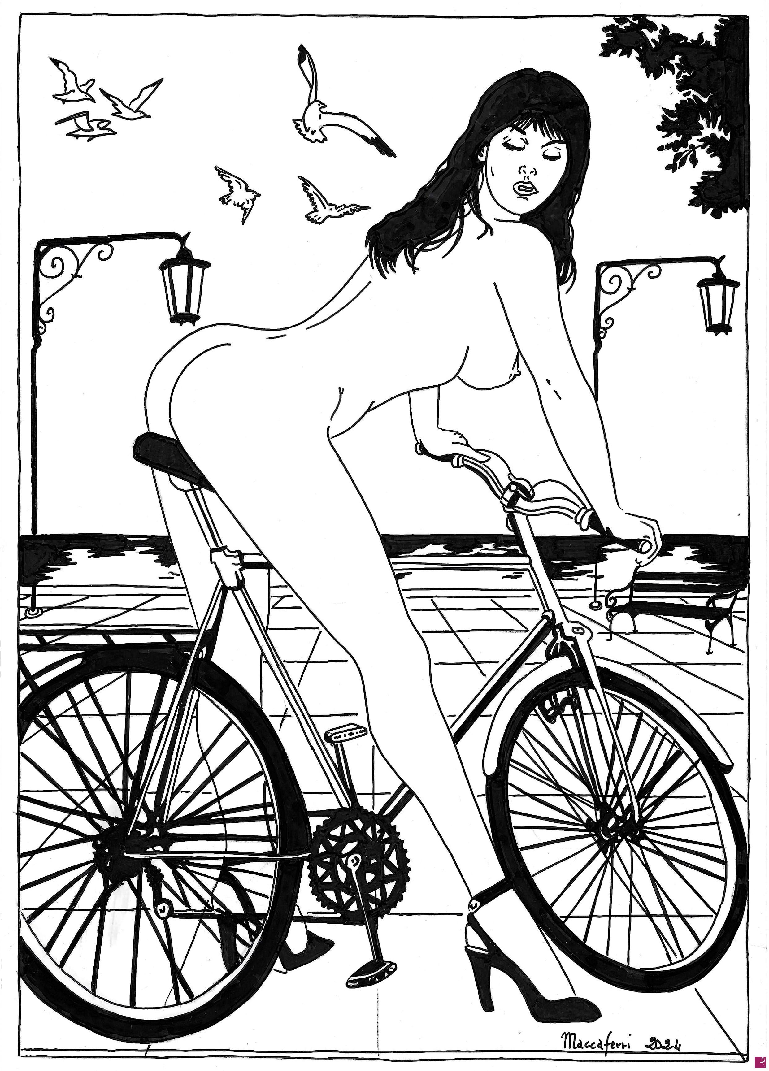 quadri in vendita online - In bici nuda