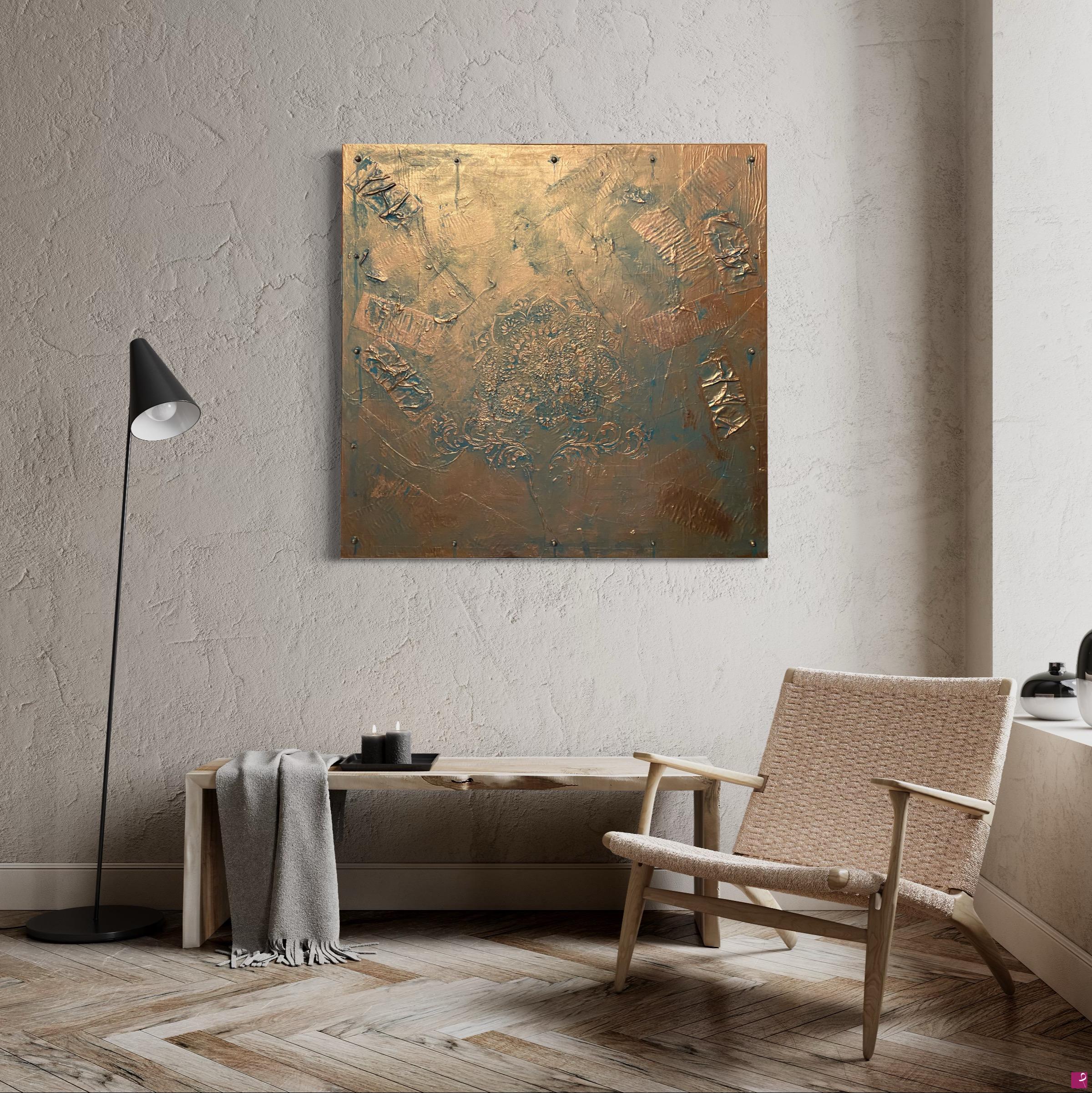 quadri in vendita online - Industrial design “ ossido di rame” su tela 80x80cm